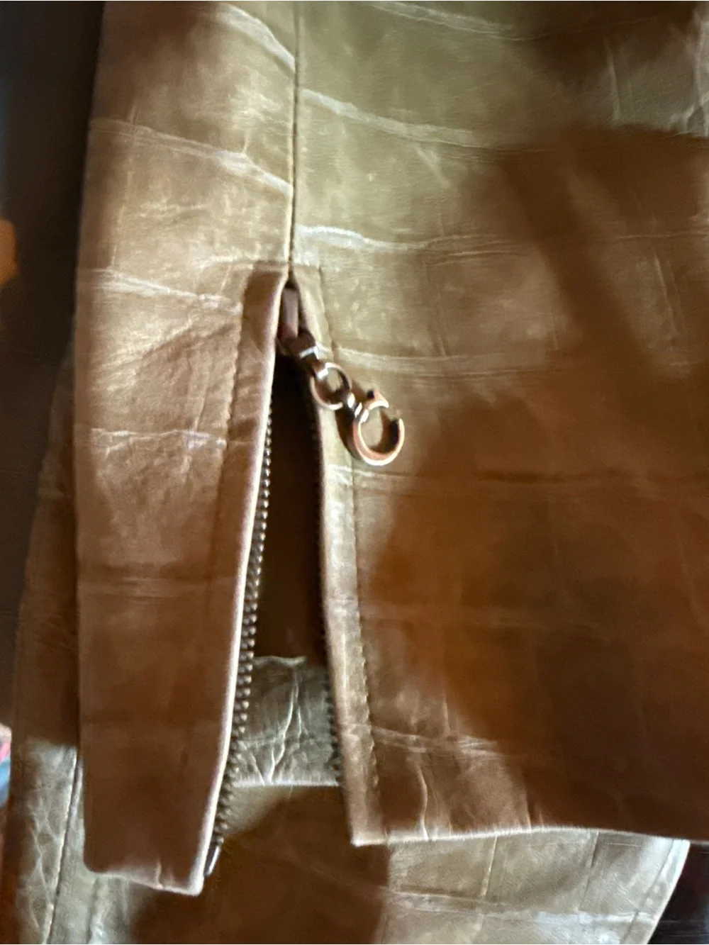 Dior John Galliano 2000 Olive Croc-Embossed Leather Jacket and High-Waist Pants